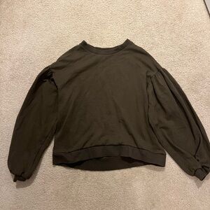 Cozy Cropped Olive Green Sweatshirt